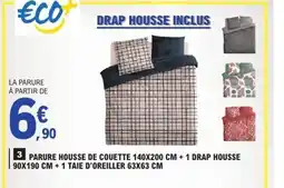 E.Leclerc Parure housse de couette + 1 drap housse +1 taie d'oreiller offre