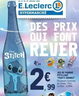 E.Leclerc Jus de pomme pétillant 'Party Drinks' offre