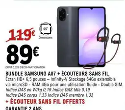 E.Leclerc BUNDLE SAMSUNG A07 + ÉCOUTEURS SANS FIL offre
