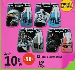 E.Leclerc FREEGUN Lot de 4 boxers homme offre