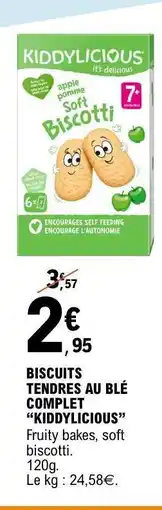 E.Leclerc BISCUITS TENDRES AU BLÉ COMPLET “KIDDYLICIOUS” offre