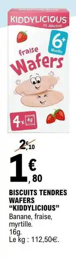 E.Leclerc BISCUITS TENDRES WAFERS KIDDYLICIOUS offre