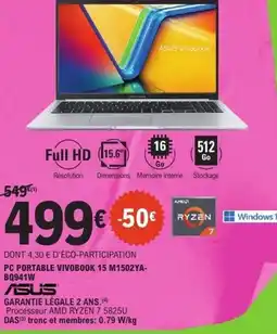 E.Leclerc ASUS Pc portable vivobook M1502YA- BQ941W offre