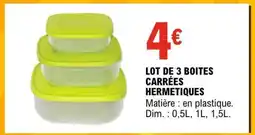 E.Leclerc LOT DE 3 BOITES CARRÉES HERMETIQUES offre