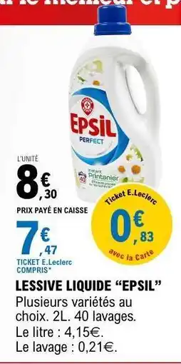 E.Leclerc Lessive Liquide EPSIL offre