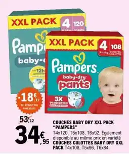 E.Leclerc COUCHES BABY DRY XXL PACK “PAMPERS” offre