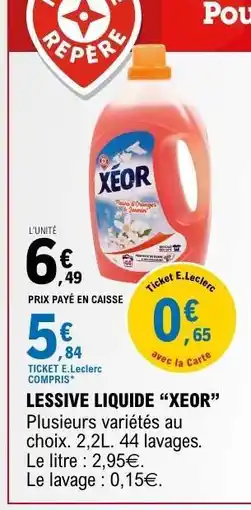 E.Leclerc Lessive Liquide XEOR offre