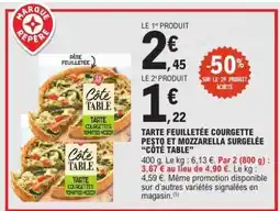 E.Leclerc TARTE FEUILLETÉE COURGETTE PESTO ET MOZZARELLA SURGELÉE “CÔTÉ TABLE” offre