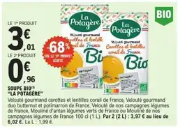 E.Leclerc SOUPE BIO(3) “LA POTAGÈRE” offre
