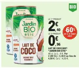 E.Leclerc Lait De Coco Bio Jardin Bio Etic offre
