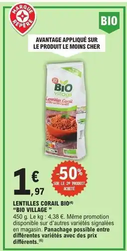 E.Leclerc LENTILLES CORAIL BIO BIO VILLAGE offre