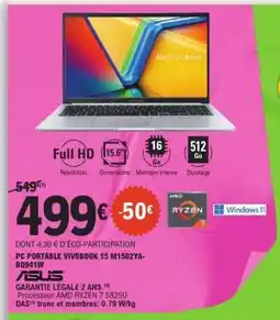 E.Leclerc PC PORTABLE VIVOBOOK 15 M1502YA-BQ941W offre