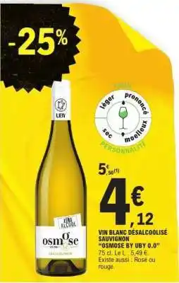 E.Leclerc VIN BLANC DÉSALCOOLISÉ SAUVIGNON 'OSMOSE BY UBY 0.0' offre