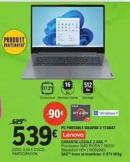 E.Leclerc PC PORTABLE IDEAPAD 3 17ABA7 offre