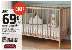 E.Leclerc Lit en bois 60x120cm fixe offre