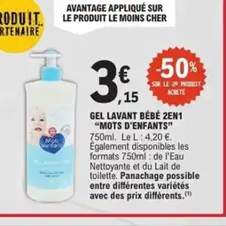 E.Leclerc MOTS D'ENFANTS Gel lavant bébé 2en1 offre