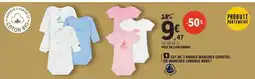 E.Leclerc PETIT BATEAU Lot de 3 bodies manches courtes ou manches longues bebe offre