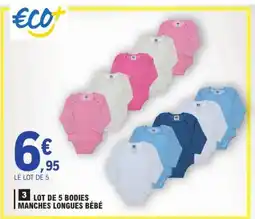 E.Leclerc Lot de 5 bodies manches longues bébé offre
