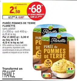 Intermarché Express Purée pommes de terre florette offre