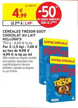 Intermarché Express Céréales trésor goût chocolat au lait kellogg's offre