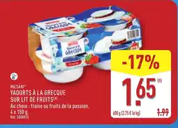 ALDI MILSANI Yaourts à la grecque sur lit de fruits offre