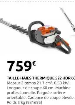 Rural Master Taille-haies thermique 522 hdr 60 offre