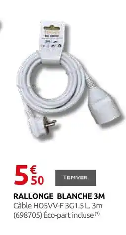 Rural Master Temver rallonge blanche 3m offre