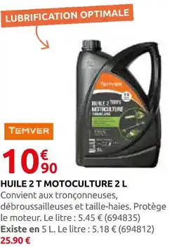 Rural Master Temver huile 2 t motoculture 2 l offre