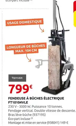 Rural Master Temver fendeuse à bûches électrique ft10104vle offre