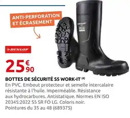 Rural Master Dunlop bottes de sécurité s5 work-it offre