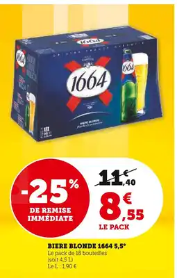 Super U 1664 bière blonde 5,5° offre