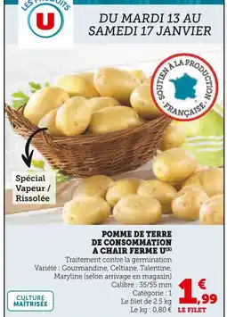 Super U U pomme de terre de consommation à chair ferme offre