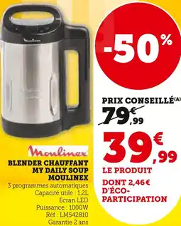 Super U Moulinex blender chauffant my daily soup offre