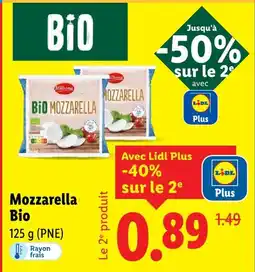 Lidl Milbona mozzarella bio offre
