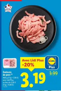 Lidl Émincés de porc offre