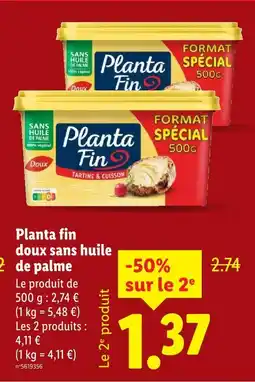 Lidl Planta fin doux sans huile de palme offre