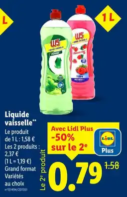 Lidl W5 liquide vaisselle offre