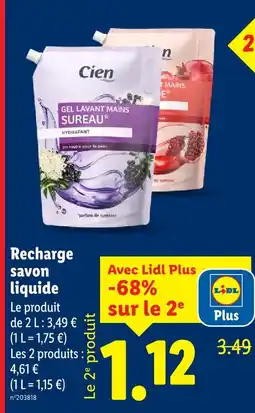 Lidl Cien recharge savon liquide offre
