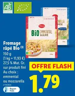 Lidl Milbona fromage râpé bio offre
