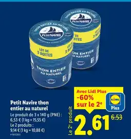 Lidl Petit navir thon entier au naturel offre