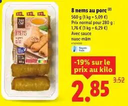 Lidl Toque du chef 8 nems au porc offre
