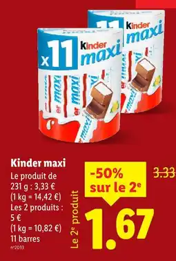 Lidl Kinder maxi offre