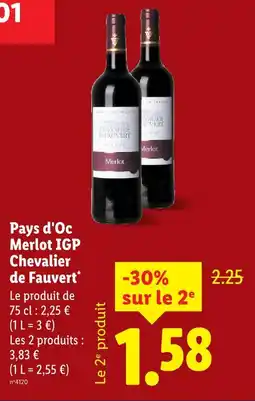Lidl Chevalier de fauvert pays d'oc merlot igp offre