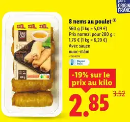 Lidl Toque de chef 8 nems au poulet offre