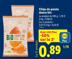 Lidl Snack day chips de patate douce bio offre