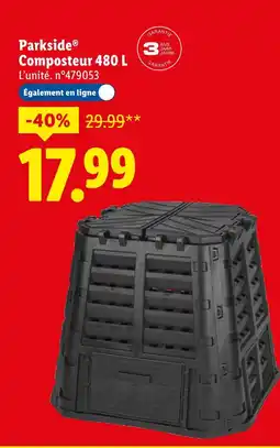 Lidl Parkside composteur 480 l offre