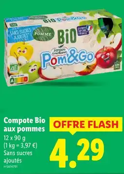 Lidl Vergers gourmands compote bio aux pommes offre