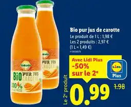 Lidl Solevita bio pur jus de carotte offre