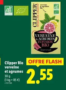 Lidl Clipper verveine et agrumes offre