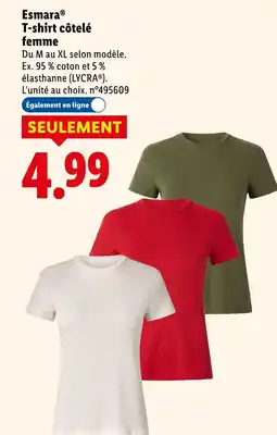 Lidl Esmara t-shirt côtelé femme offre